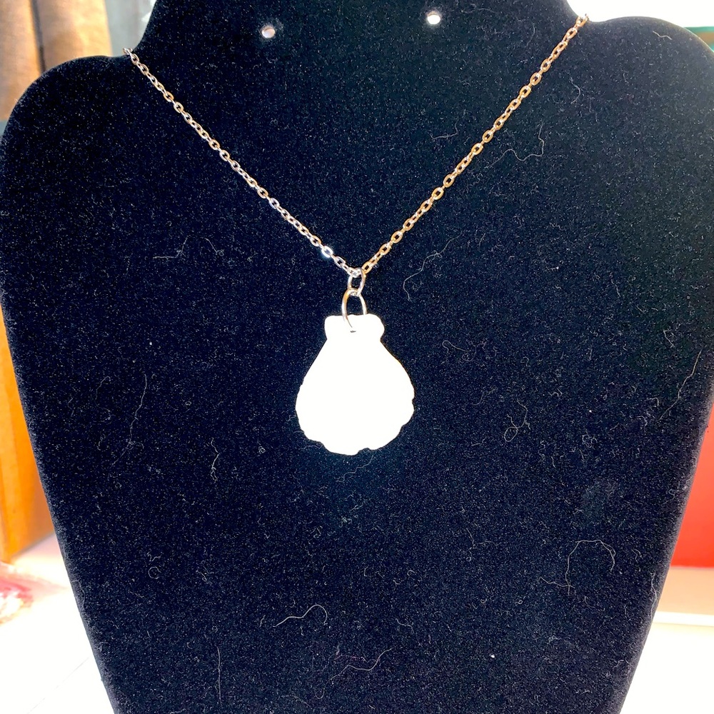 Washed scallop shell custom made necklace